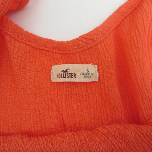 Hollister Womens Gauze Flowy Tank Top Size Small Orange Open Back - Picture 3 of 4